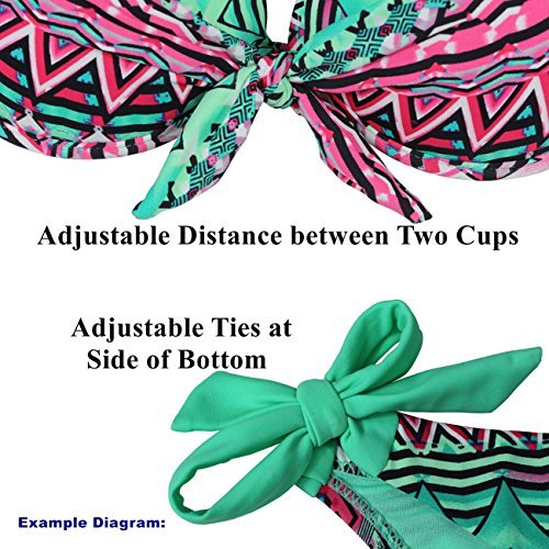 womens Swimsuits & Cover Ups AG Womens Push Up Bikini Set Removable Pad Bikini Top with Underwire Halter Swimwear Side Tie Swimsuit Bathing Suit Army Green