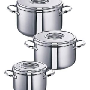 SCHULTE-UFER Topf-Set Romana, Edelstahl 18/10 (Set, 6-tlg., 1x Fleischtopf Ø 16 cm, 1x Fleischtopf Ø 20 cm, 1x Fleischtopf Ø 22 cm), Induktion Topfsets SCHULTE-UFER