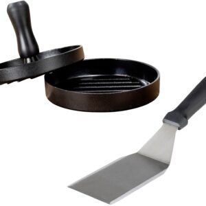 WENKO WENKO Burgerpresse Burger-Set (2 St), Aluminium, Edelstahl, Hamburgerpresse & Plancha Spachtel, Grillzubehör, rostfreier Edelstahl Burgerpressen