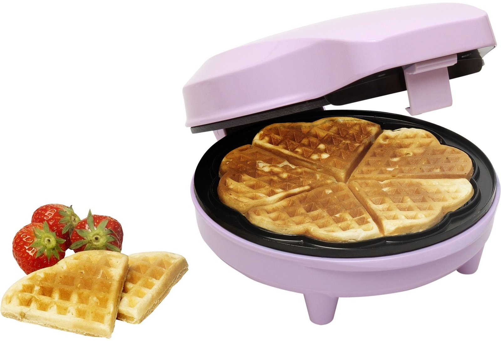 bestron Waffeleisen ASW217, 700 W, für klassische Herzwaffeln, mit Antihaftbeschichtung, Retro Design ASW217 pink Herzwaffeleisen bestron