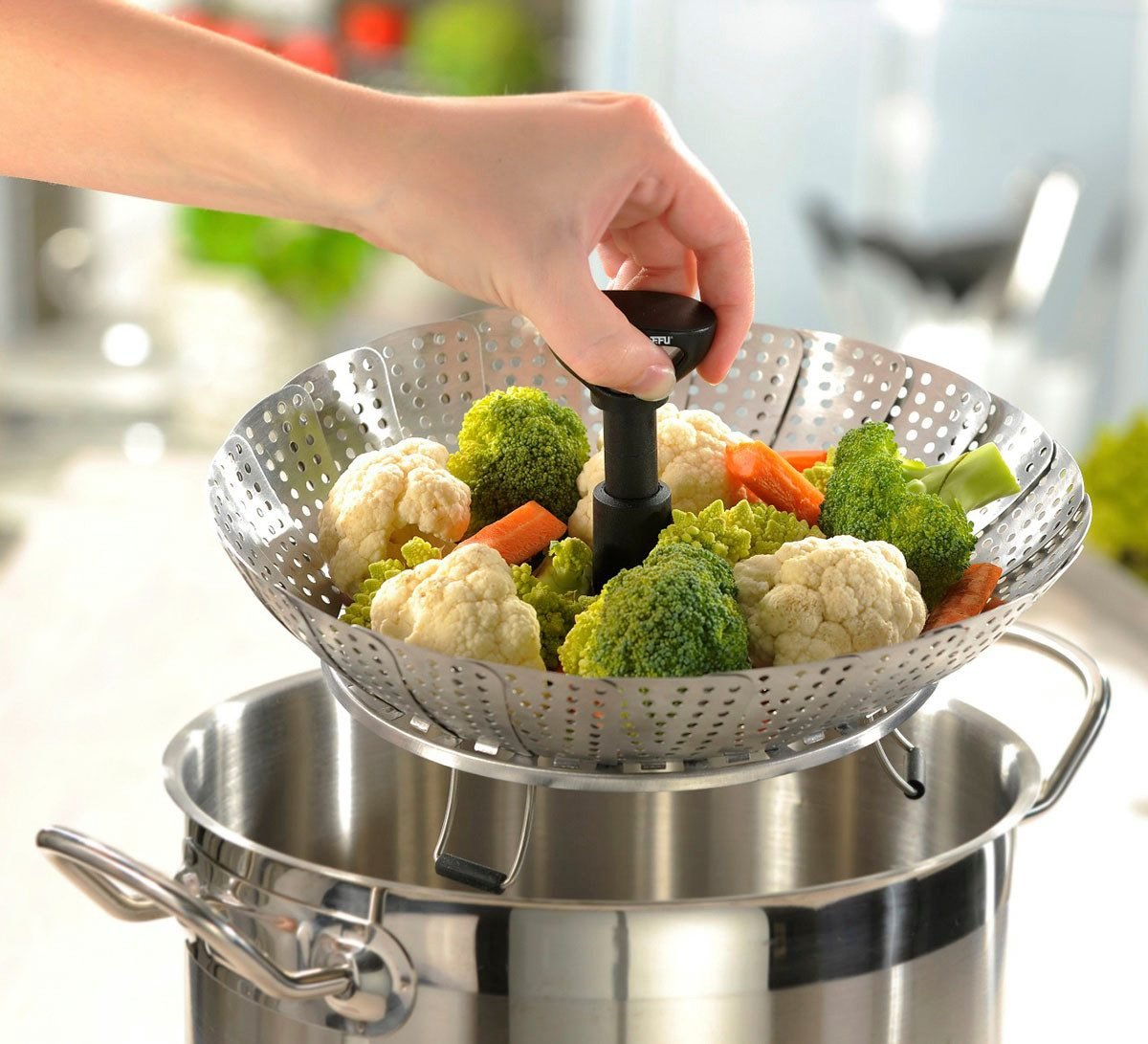 Dampfgartöpfe GEFU GEFU Dampfgartopf VITALA, (1-tlg), faltbare Dünstschale, Ø 27 cm, Edelstahl, Induktion