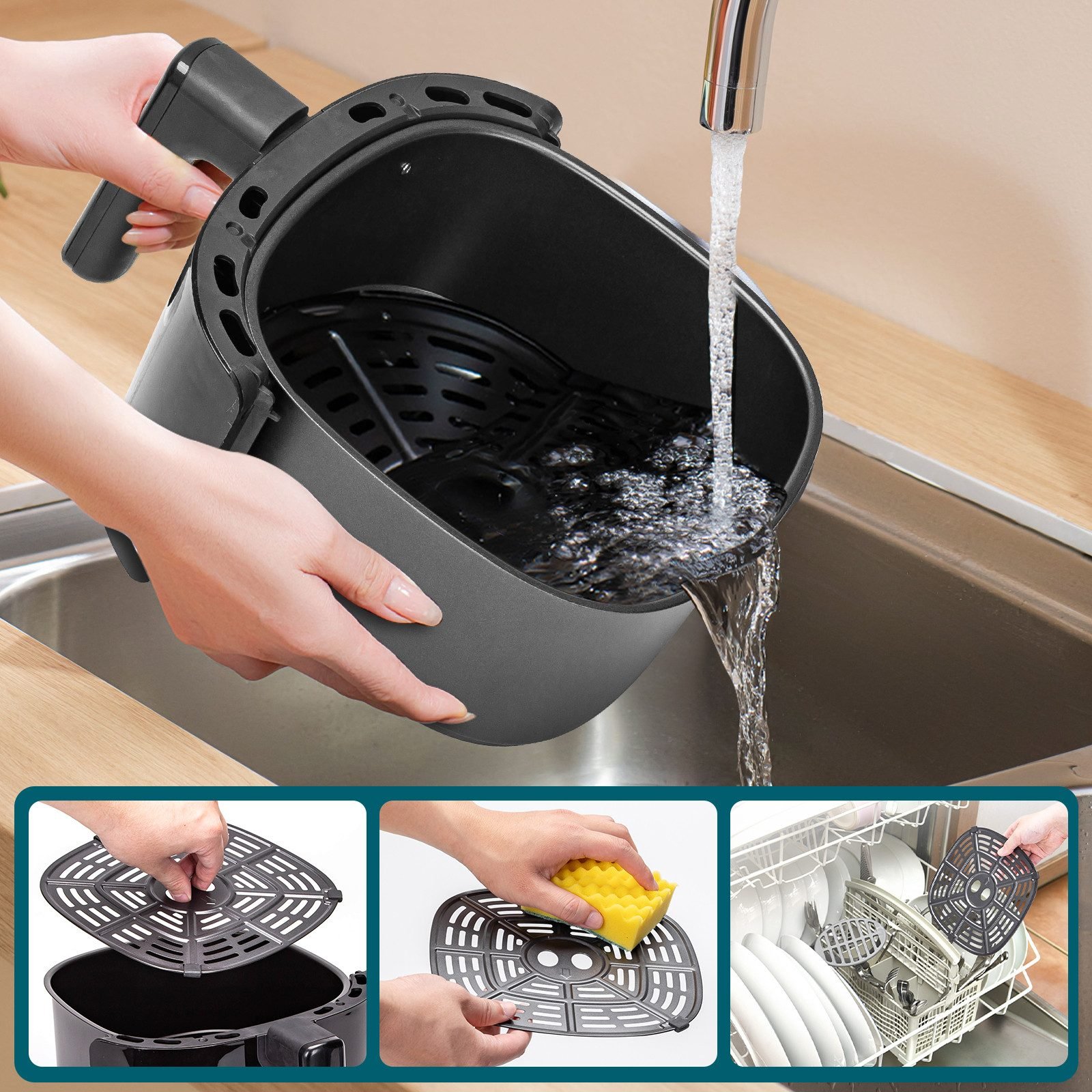 Aigostar Aigostar Heißluftfritteuse 4L, 9 Programme Air Fryer, LED-Touchscreen, ölfrei Heissluftfriteuse, 1500,00 W, 1H Timer, Intelligente Vorheizfunktion & Shake-Erinnerung Heißluftfritteusen