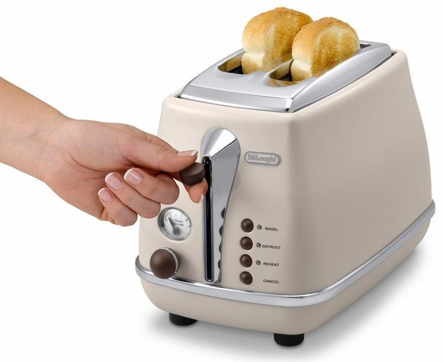 De'Longhi Toaster Incona Vintage »CTOV 2103.BG«, 2 kurze Schlitze, 900 W, im Retro Look, cremefarben De\u0027Longhi 2-Scheiben-Toaster