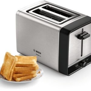 BOSCH Toaster TAT5P420DE DesignLine, 2 kurze Schlitze, 970 W Silber 2-Scheiben-Toaster BOSCH