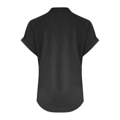 womens Tops, Tees & Blouses AG Linen Shirts for Women 2024 Summer Casual V Neck Button Down Short Sleeve Tops Trendy Comfy Business Work Blouses Black