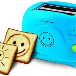 Esperanza 4-Scheiben-Toaster Esperanza Toaster Toaster 2 Scheiben mit SMILEY Bild Muster und Timer, 2 lange Schlitze, Bräunung & Auftauen & Erneutes Erhitzen/Wiederaufwärmen grün