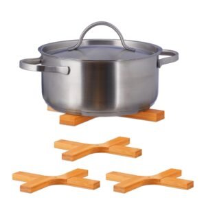 relaxdays Topfuntersetzer 4 x Untersetzer Bambus relaxdays Topfuntersetzer