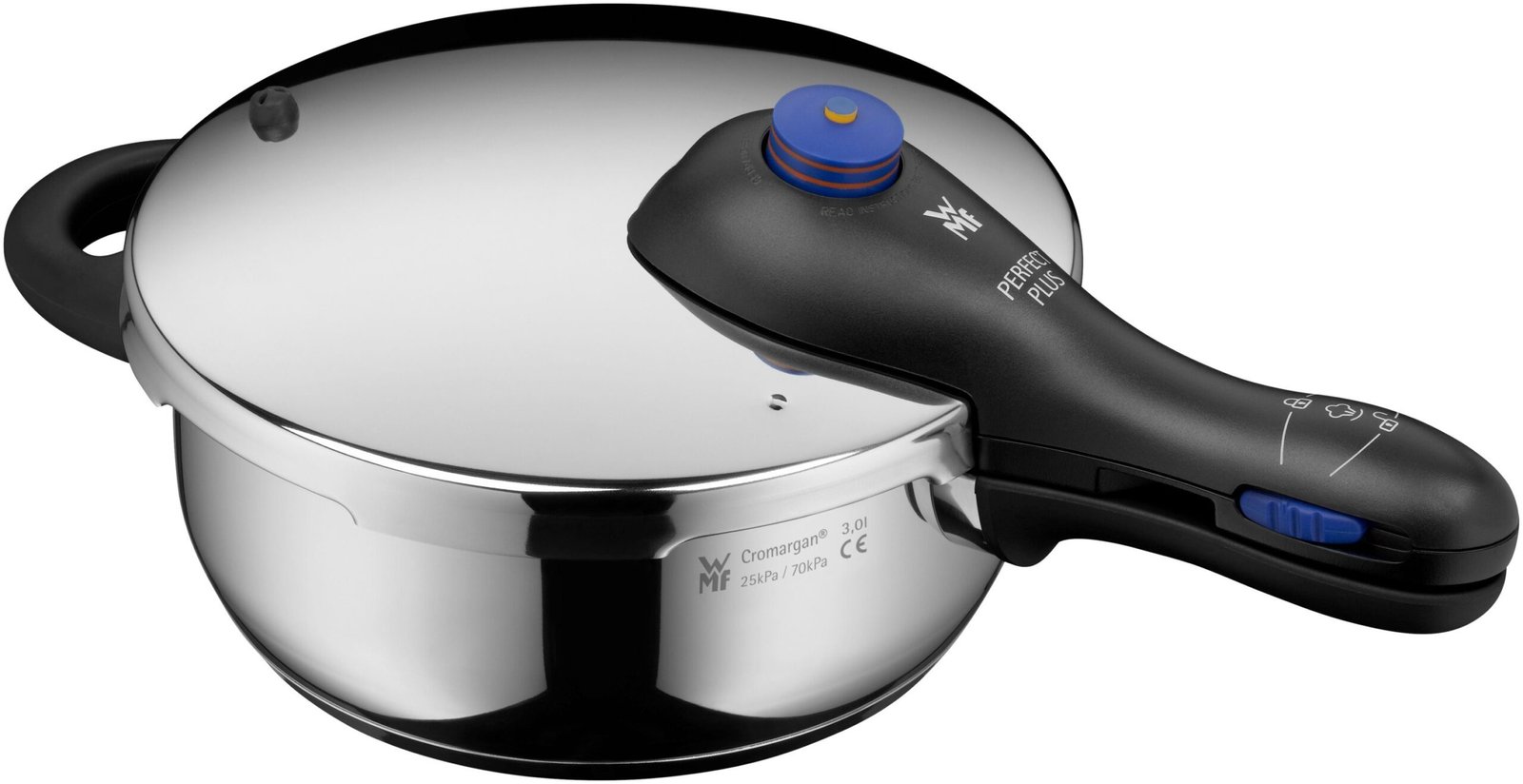 WMF Schnellkochtopf Perfect Plus, Cromargan® Edelstahl Rostfrei 18/10 (1-tlg), Abnehmbarer Deckelgriff WMF Schnellkochtöpfe