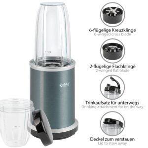 KeMar Kitchenware KeMar Kitchenware Standmixer KSB-100G, 1000 W, 2 Becher, 2 Klingen, Deckel + Trinkdeckel, Smoothiemaker, Mixer Standmixer