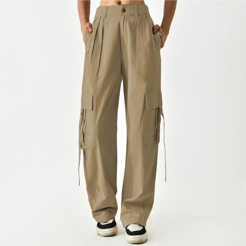 womens Women AG Women's Hiking Wide Leg Cargo Pants Lightweight Quick Dry Outdoor Buttons High Waisted Workout Pants with Pockets Medium