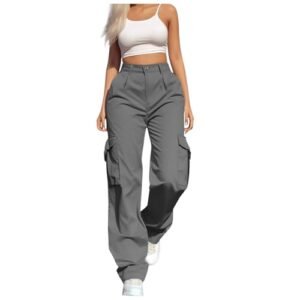 ‎womens Women AG Women's Hiking Wide Leg Cargo Pants Lightweight Quick Dry Outdoor Buttons High Waisted Workout Pants with Pockets Large