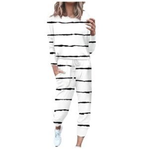 ‎womens Tracksuits AG Womens Fall Sweatsuits 2024 2 Piece Lounge Sets Trendy Color Block Pullover Top Jogger Clothes Tracksuit Set Outfits White
