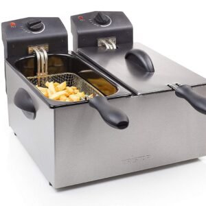 Kaltzonenfritteusen Tristar Tristar Kaltzonenfritteuse, 3600 W, Edelstahl Doppel Fritteuse 2x 3Ltr. Frittierkörbe - Frittöse mit Fett
