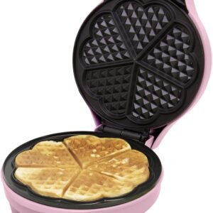 bestron Waffeleisen ASW217, 700 W, für klassische Herzwaffeln, mit Antihaftbeschichtung, Retro Design ASW217 pink Herzwaffeleisen bestron