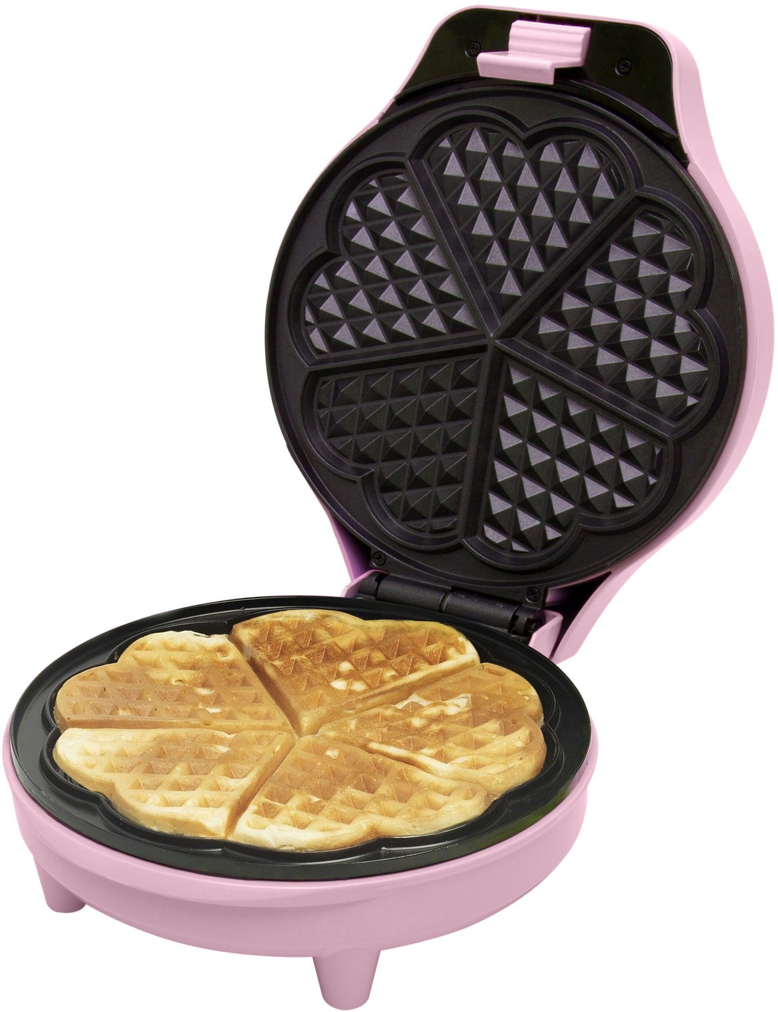 bestron Waffeleisen ASW217, 700 W, für klassische Herzwaffeln, mit Antihaftbeschichtung, Retro Design ASW217 pink Herzwaffeleisen bestron
