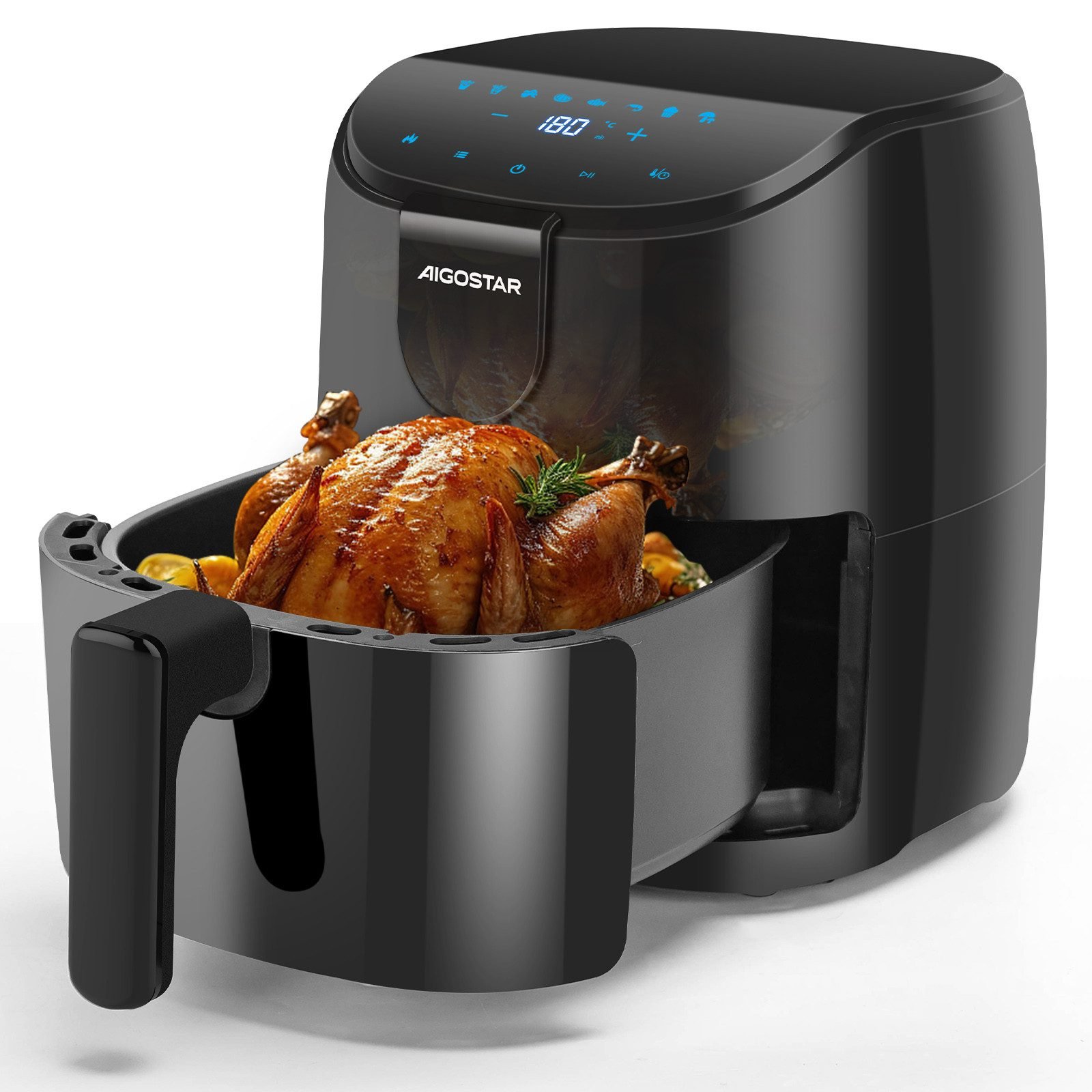 Aigostar Aigostar Heißluftfritteuse 4L, 9 Programme Air Fryer, LED-Touchscreen, ölfrei Heissluftfriteuse, 1500,00 W, 1H Timer, Intelligente Vorheizfunktion & Shake-Erinnerung Heißluftfritteusen