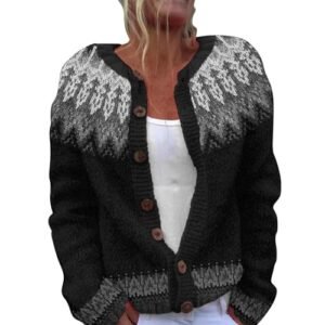 Womens Vintage Fair Isle Cardigan Argyle Button Down Long Sleeve Sweater Retro Pattern Open Front Knit Tops XX-Large AG ‎womens Sweaters