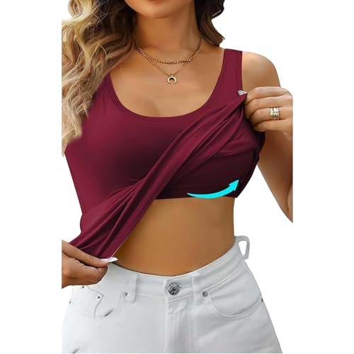 womens Lingerie, Sleep & Lounge AG Built in Bra Tank Tops for Women Camisole Tops for Women Built in Bra Top Basic Cami Vest Summer 2024 Casual Medium