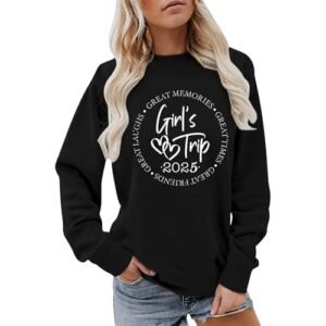 Heevina It's A Girl's Trip 2025 Sweatshirt For Women Wine Glass Than Therapy Printed Crewneck Sweatshirts Pullover Medium ‎womens Sweaters AG