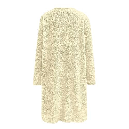 Fall Sweaters for Women 2024 Long Fuzzy Fleece Pullover Tops Casual Crewneck Sweatshirt Shaggy Coat with Pockets Medium AG womens Sweatshirts & Hoodies