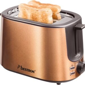 bestron Toaster ATS1000CO, 2 kurze Schlitze, für 2 Scheiben, 1000 W, Krümelschublade und Brötchen-Röstaufsatz, Edelstahl in Kupfer-Optik bestron 2-Scheiben-Toaster