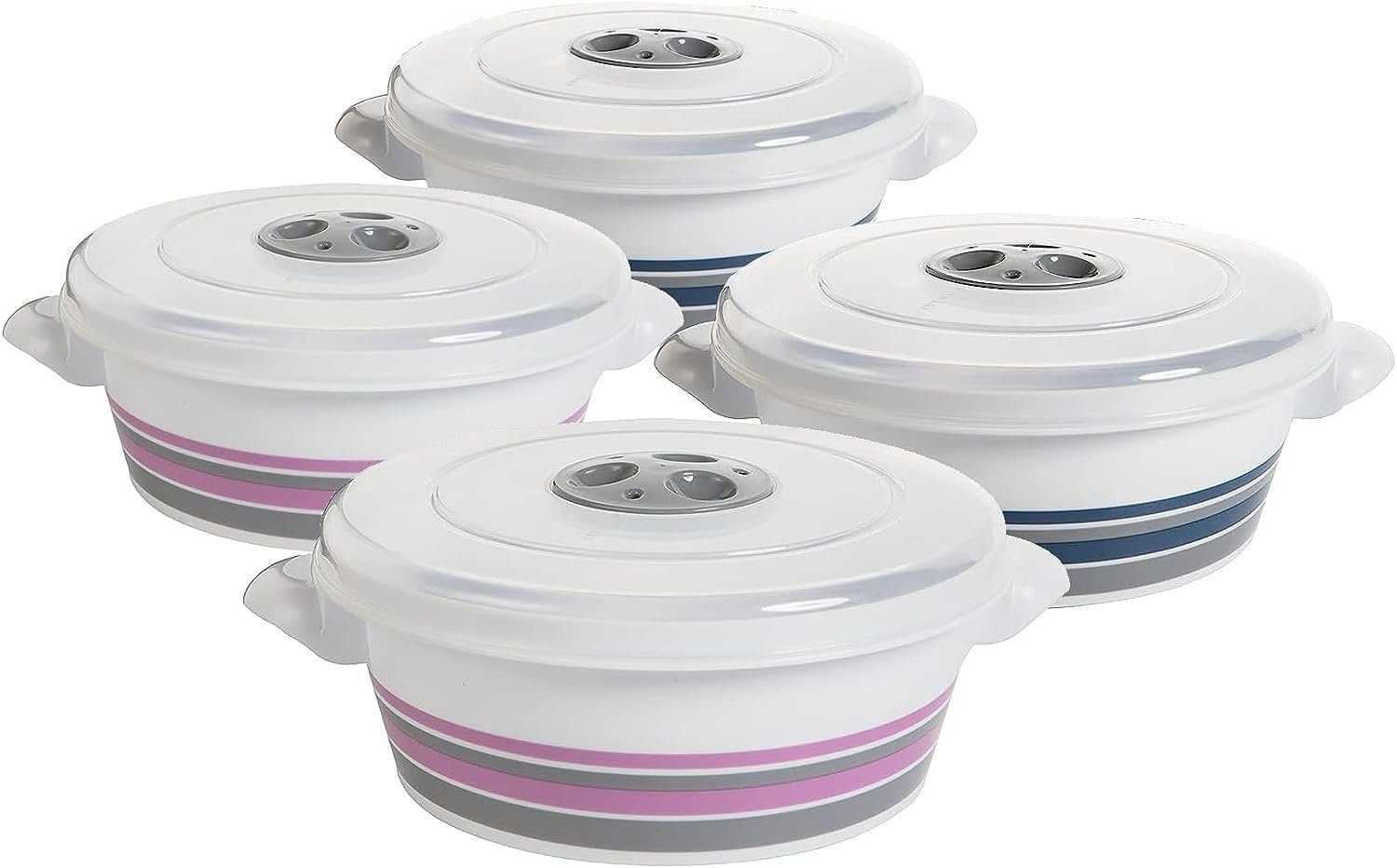 Centi Frischhaltedosen Centi Mikrowellenbehälter Mikrowellengeschirr mit Deckel, Dampfregelventil und Griff, Kunststoff, (Set, 4-tlg., 17,5L x 17,5B x 7,5H cm V=1l), aus lebensmittelechtem Kunststoff