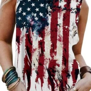 womens Tops, Tees & Blouses AG Womens American Flag Tank Tops Causal Sleeveless Patriotic Shirts USA Flag Stars Stripes Print 4th of July Tee Tops White Amer