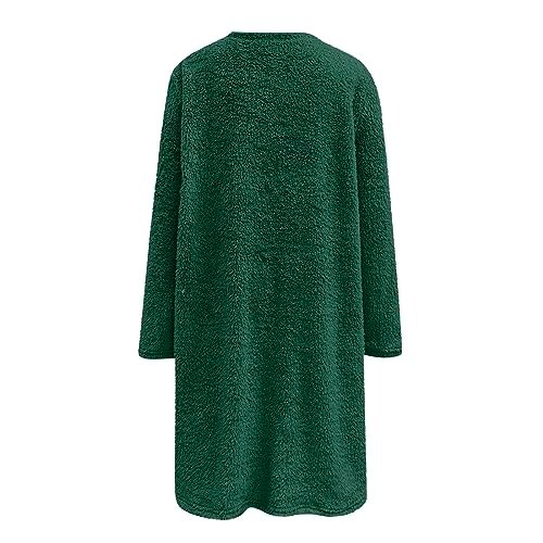 Fall Sweaters for Women 2024 Long Fuzzy Fleece Pullover Tops Casual Crewneck Sweatshirt Shaggy Coat with Pockets Medium womens Sweatshirts & Hoodies AG