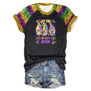 ‎womens Tops, Tees & Blouses AG Mardi Gras Shirts for Women Short Sleeve Plus Size Crewneck Tee 2024 Carnival Tshirts Loose Dressy Blouses Basic Tops Medium