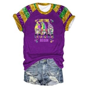 ‎womens Tops, Tees & Blouses AG Mardi Gras Shirts for Women Short Sleeve Plus Size Crewneck Tee 2024 Carnival Tshirts Loose Dressy Blouses Basic Tops XX-Large