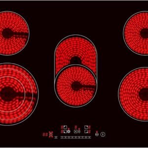 K\u0026H Kochfelder K&H Elektro-Kochfeld K&H 5 Zonen Glaskeramikkochfeld 77cm Elektro Autark Eingebaut NC-8608, Einbaufähig und Autark