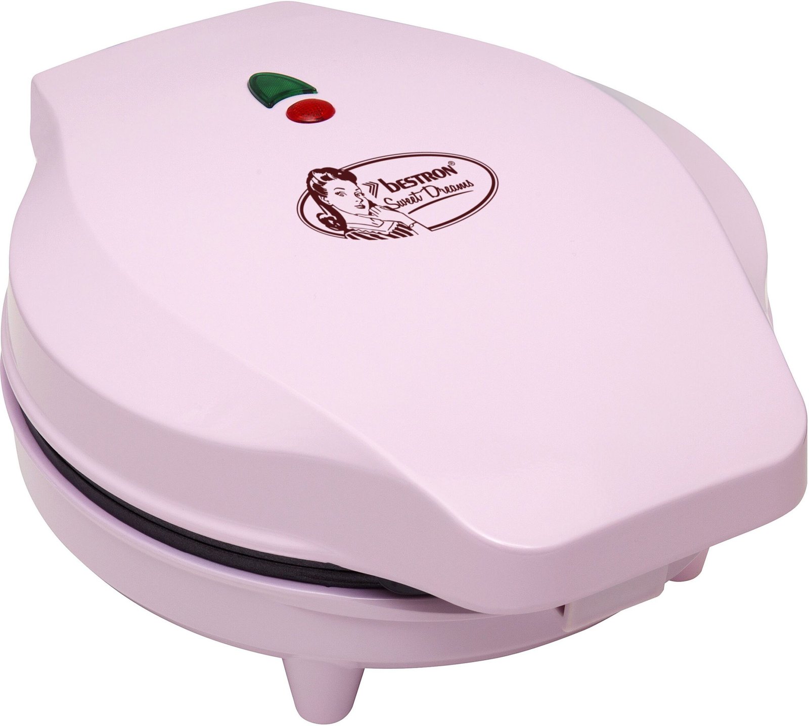 bestron Waffeleisen ASW217, 700 W, für klassische Herzwaffeln, mit Antihaftbeschichtung, Retro Design ASW217 pink Herzwaffeleisen bestron