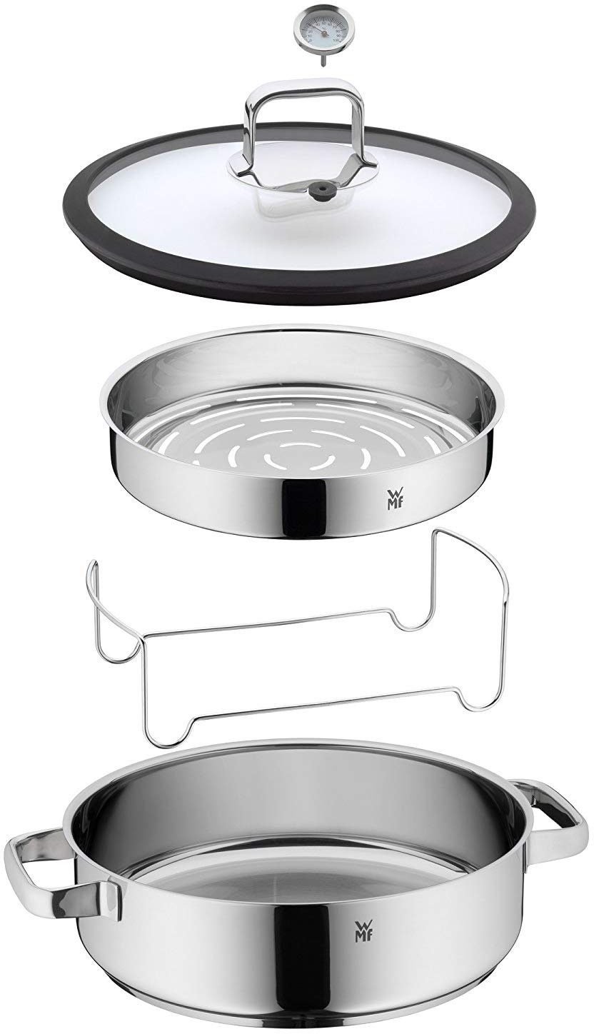 Dampfgartöpfe WMF WMF Dampfgartopf Vitalis, Bräter Induktion, Cromargan® Edelstahl Rostfrei 18/10 (1-tlg), Dampfgarer mit integriertem Thermometer, backofengeeignet