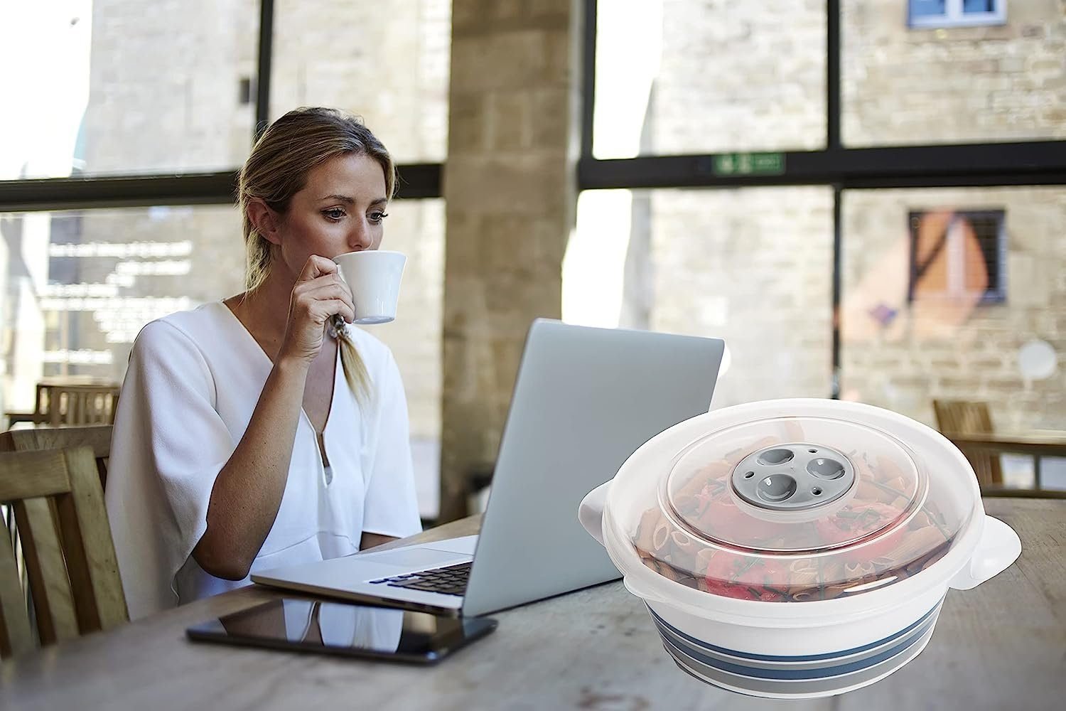 Centi Frischhaltedosen Centi Mikrowellenbehälter Mikrowellengeschirr mit Deckel, Dampfregelventil und Griff, Kunststoff, (Set, 4-tlg., 17,5L x 17,5B x 7,5H cm V=1l), aus lebensmittelechtem Kunststoff