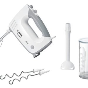 BOSCH Handmixer ErgoMixx MFQ36440, Edelst. Rührbesen/Knethaken, 5 Stufen, Mixfuß, weiß, 450 W, Mixbecher, ergonom. Soft-Touch-Griff, Made in Europe BOSCH Handmixer