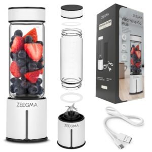 Zeegma Zeegma Akku-Smoothie-Maker VITAMINE GO PLUS, 300,00 W, 465ml / 26000r pm/5000mAh/ USB-C/Motor aus japanischem Stahl Smoothie-Maker