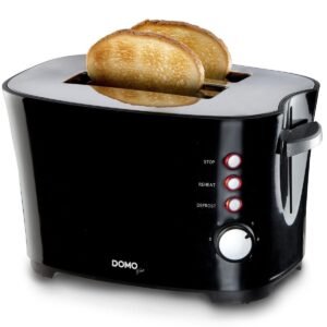 Domo Toaster, 2 kurze Schlitze, für Toastbrot, 850 W, kleine Toastmaschine 2 kurze Schlitze Toster mit Cool Touch Gehäuse 2-Scheiben-Toaster Domo