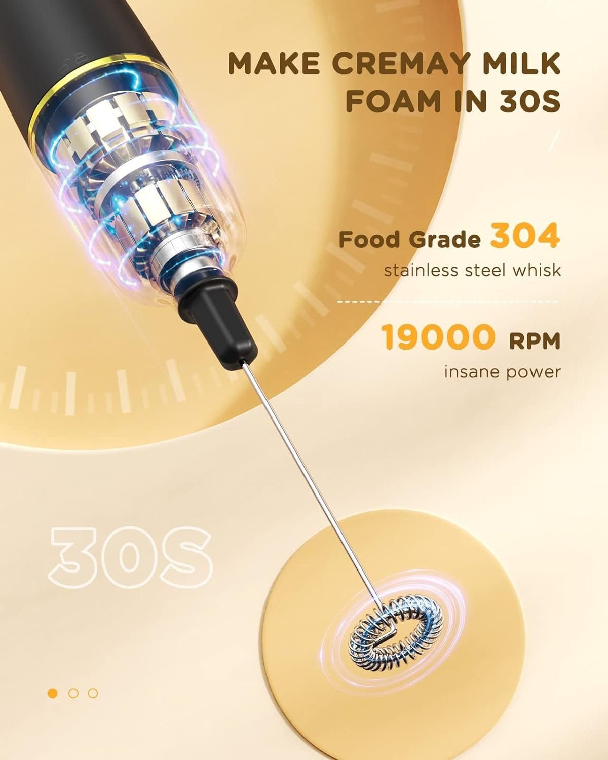 Daskoo Milchaufschäumer Handgehaltener Milchaufschäumer, elektrischer Milchaufschäumer, für Kaffee, Latte, Cappuccino, Matcha und heiße Schokolade Schwarz Milchaufschäumer Daskoo