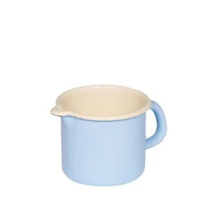 Riess Milchtopf Classic Pastell, Schnabeltopf 9 cm / 0,5 L blau - Emaille Riess Milchtöpfe