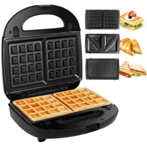 Gotoll Gotoll 3-in-1-Sandwichmaker GLHS120N, 750,00 W, Waffeleisen Sandwichtoaster mit Wechselplatten Antihaftbeschichtete Sandwichmaker