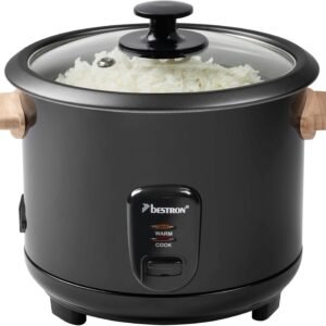 bestron Reiskocher bestron Reiskocher ARC180BW, 700 W, mit Bambusgriffen, inkl. Messbecher & Reislöffel, 1,8 L Kapazität