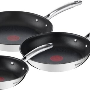 Tefal Tefal Pfannen-Set Duetto+, Edelstahl (Set, 3-tlg., je 1 Bratpfanne Ø 20, 24, 28 cm), Premium Edelstahl, Induktionspfanne, Temperaturanzeiger Bratpfannen