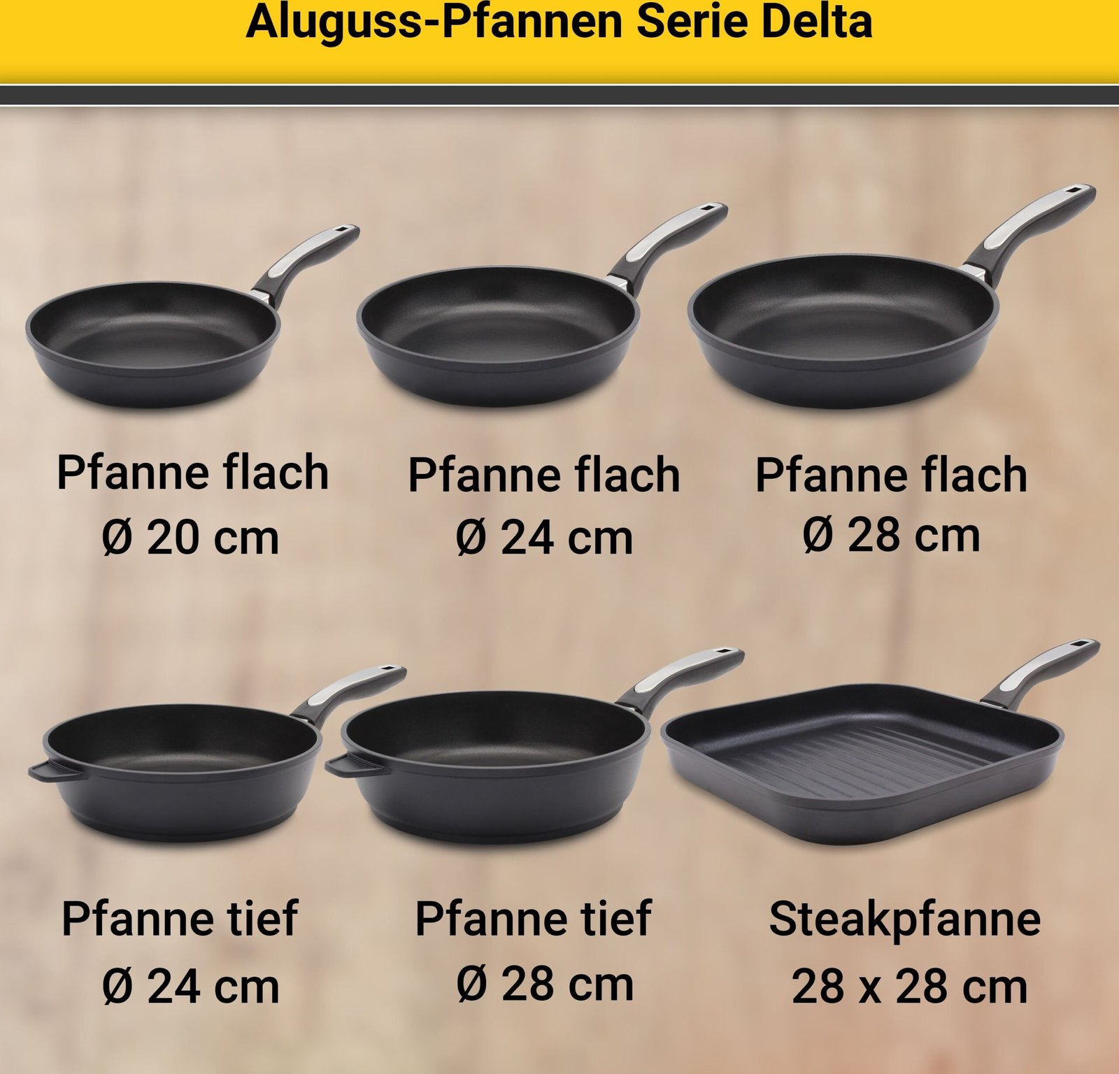 Krüger Bratpfanne Aluguss Pfanne tief DELTA, Aluminiumguss (1-tlg), für Induktions-Kochfelder geeignet, tiefe Ausführung Kru00FCger Bratpfannen