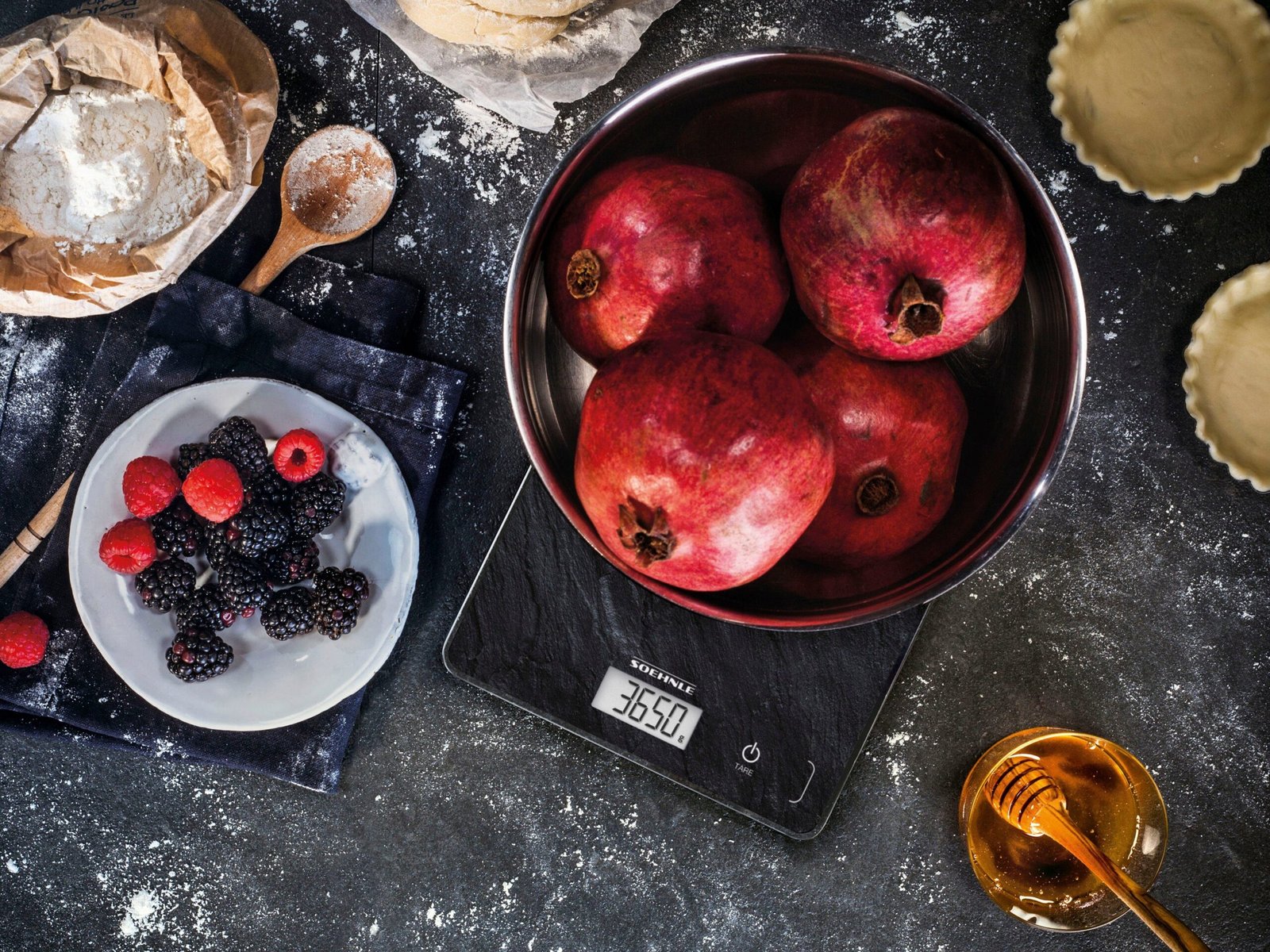 Soehnle Küchenwaage Page Compact 300 Slate, Tragkraft 5 kg, 1 g genaue Teilung Küchenwaagen Soehnle