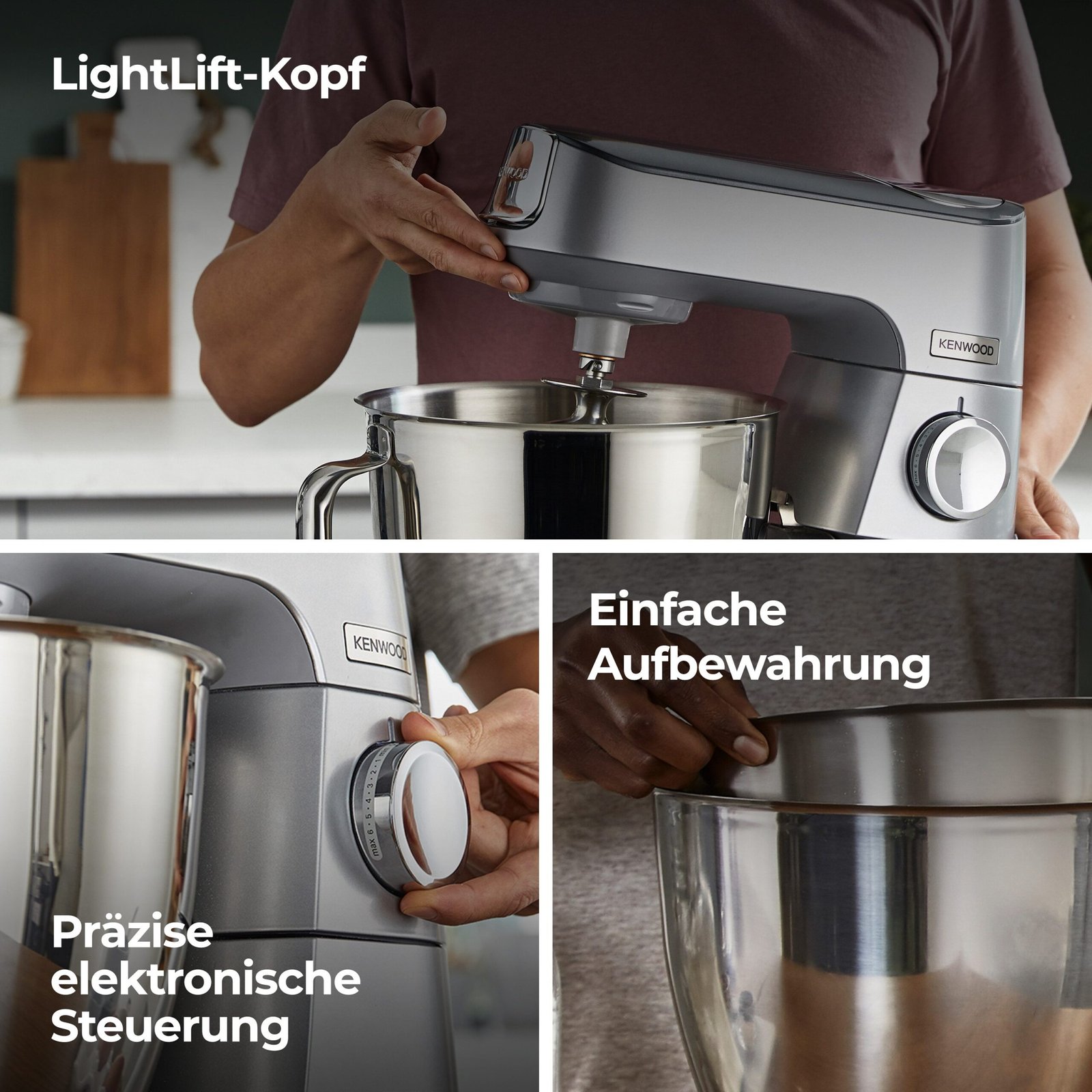 KENWOOD Multifunktionsküchenmaschinen KENWOOD Küchenmaschine Titanium Chef Baker KVC85.594SI Titanium Chef Baker KVC85.594SI, 1200 W, 5 l Schüssel, inkl. umfangreiches Zubehör, mit integrierter EasyWeigh Waage