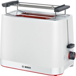 BOSCH Toaster MyMoment TAT3M124, 2 Schlitze, für 2 Scheiben, 950 W, entnehmbarer Brötchenaufsatz, Auftaufunktion, Brotzentrierung, AutoOff Weiß 2-Scheiben-Toaster BOSCH