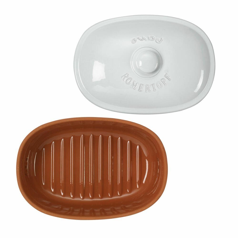 Ru00D6MERTOPF Tonbräter RÖMERTOPF Römertopf Oval MEDI Weiß 2.3 L, Ton