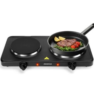 Aigostar Elektro-Kochfeld, 5 Stufen einstellbarer Thermostat,Anti-Rutsch-Pad geeignet für Camping Kochfelder Aigostar
