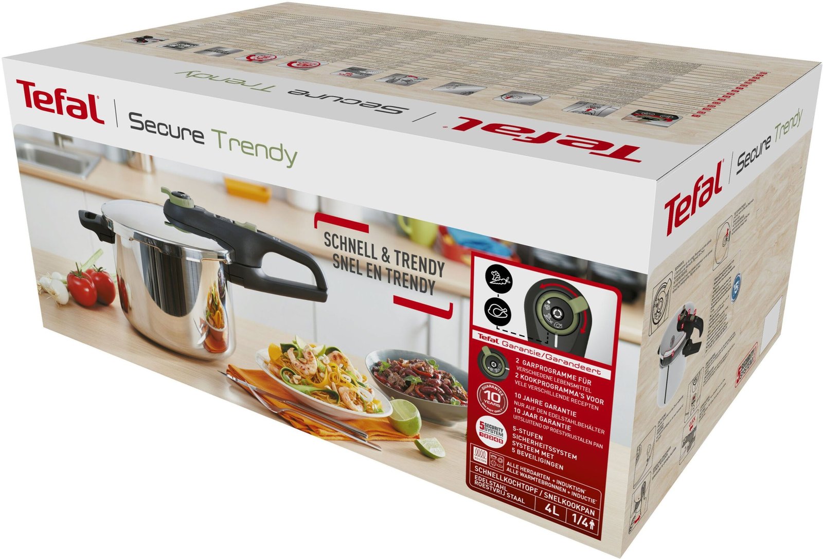 Tefal Schnellkochtopf Secure Trendy, Edelstahl (1-tlg), Dampfkochtopf, Garregler, Sicherheitsvorrichtung, Induktion Tefal Schnellkochtöpfe