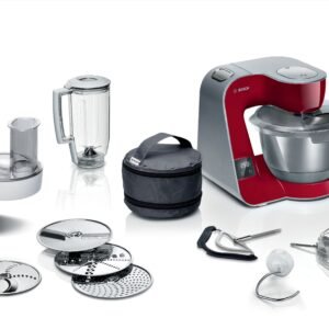 BOSCH Küchenmaschine Serie 4 MUM5X720, integr. Waage, Durchlaufschnitzler, Mixer, rot Serie 4 MUM5X720, integr. Waage, Durchlaufschnitzler, Mixer, rot, 1000 W, 3,9 l Schüssel, 3 Scheiben, Schüssel, Knethaken/Rühr-/Schlagbesen, spülmaschinenfest Multifunktionsküchenmaschinen BOSCH